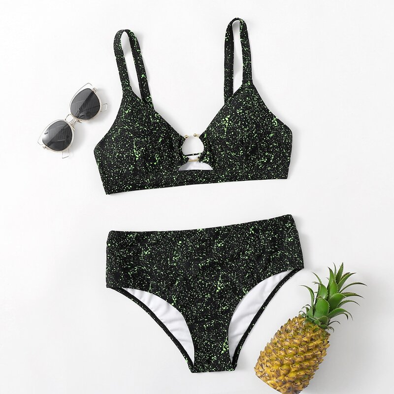 

Allover Print Bikini Swimsuit, Multicolor
