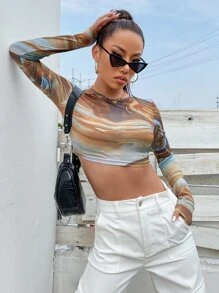 Graphic Print Crop Slim Tee