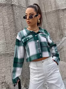 Plaid Crop Shacket