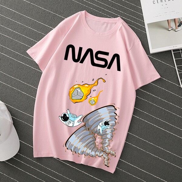 

Мужская футболка Astronaut and Letter, Розовые