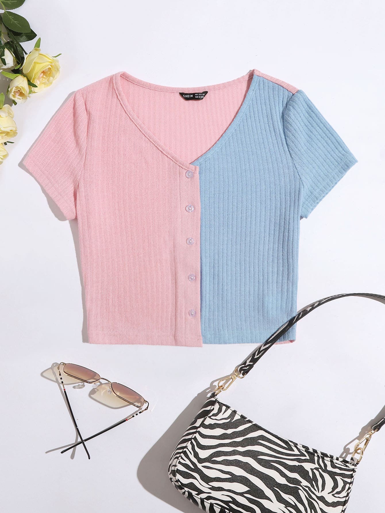 Color Block Button Front Tee thumbnail