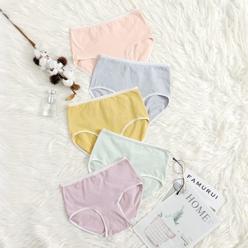 

5pack Contrast Binding Panty Set, Multicolor