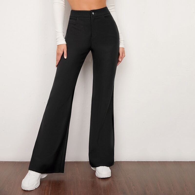 

High Waist Flare Leg Pants, Black
