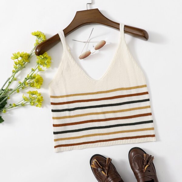 

Striped Pattern Knit Top, Multicolor