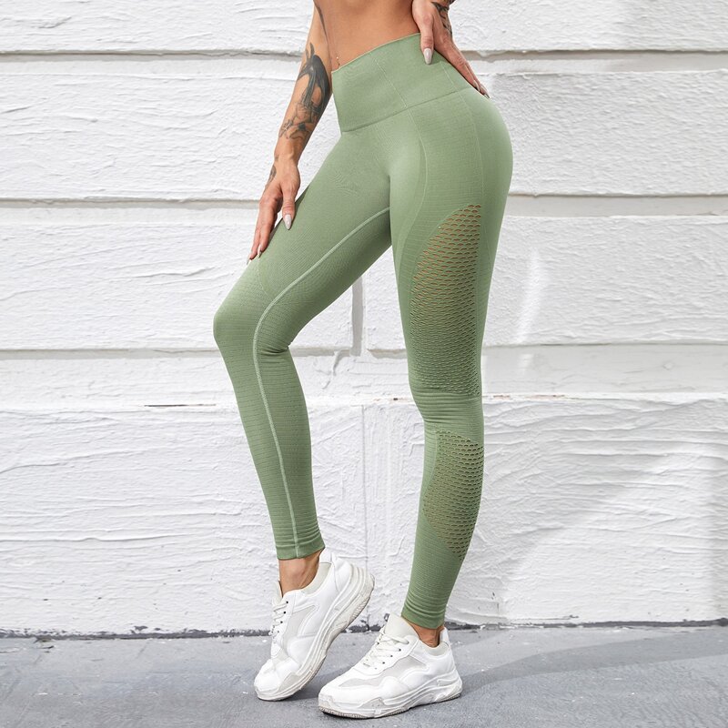 

Hollow Out Sports Leggings, Army green