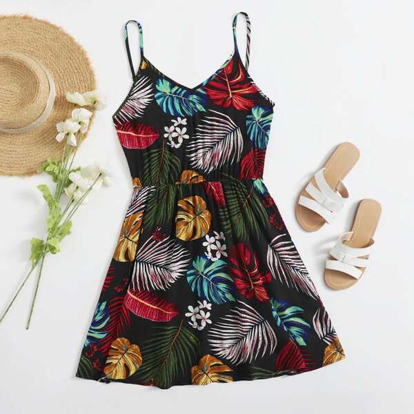 

Tropical Print Cami Dress, Multicolor