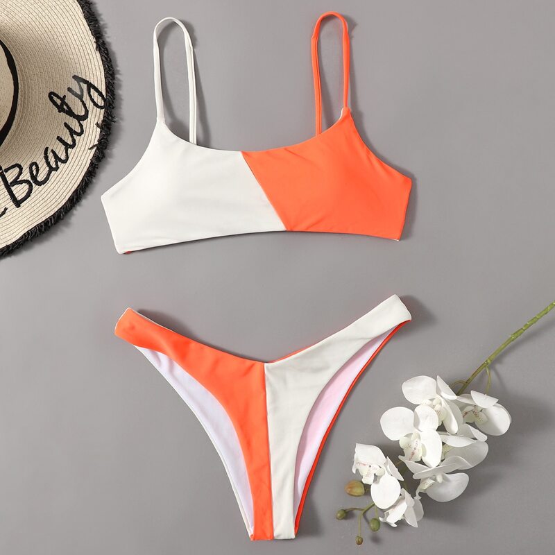 

Colorblock High Cut Bikini Swimsuit, Multicolor