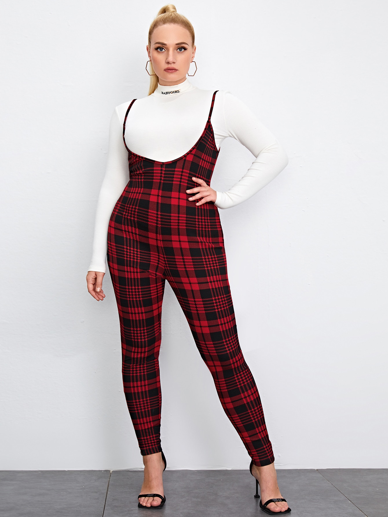 Plus Plaid Print Overall Jumpsuit thumbnail