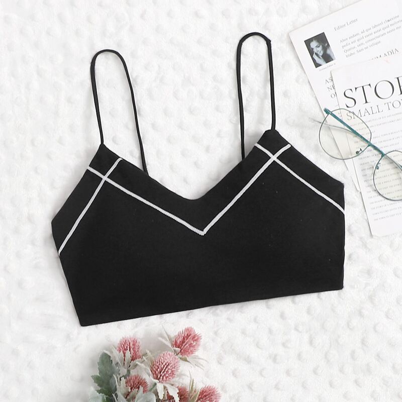 

Simple Ribbed Bralette, Black and white