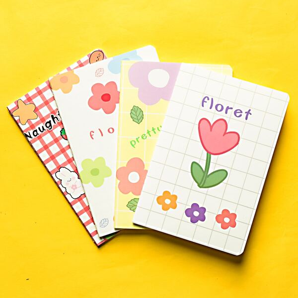 

1pack Flower Print Cover Random Notebook, Multicolor