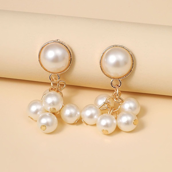 

Faux Pearl Decor Drop Earrings, Gold