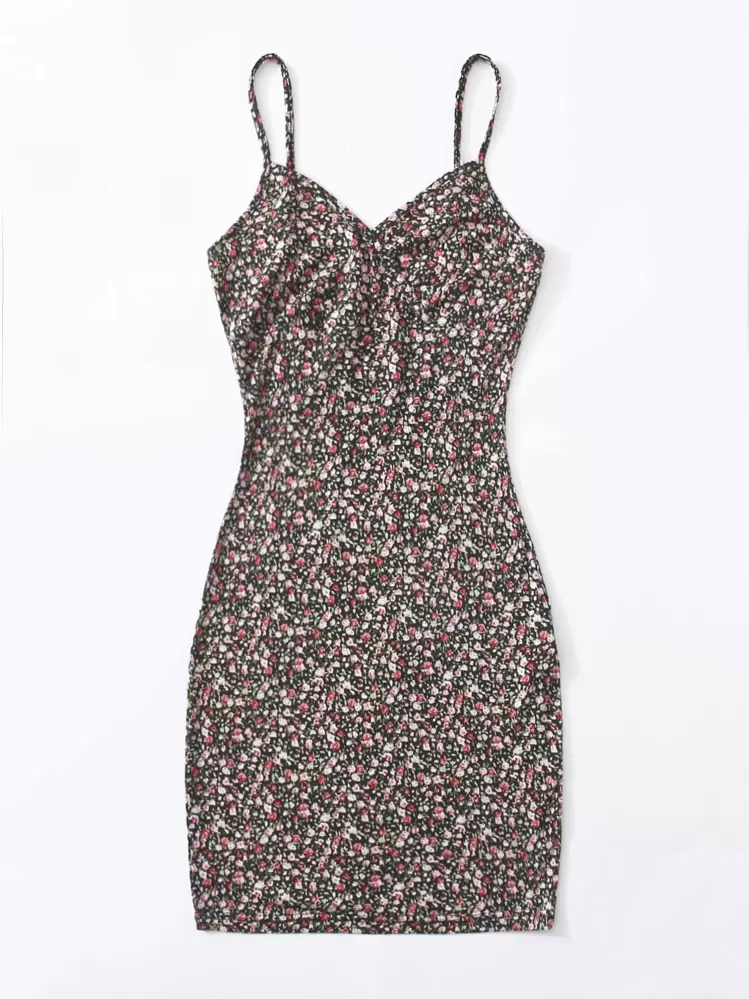 Soleia Vestido De Cuerpo Ceñido De Estilo Ditsy Floral Cami - Multicolor - Añade 3