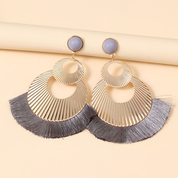 

Tassel Decor Hollow Out Drop Earrings, Multicolor