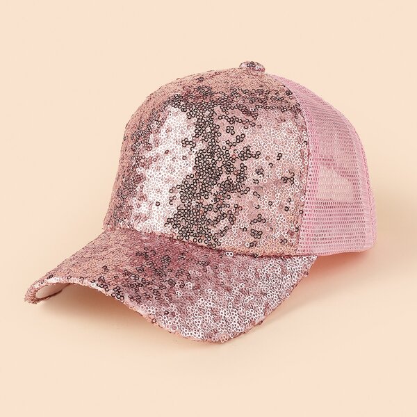 

Sequin Decor Baseball Cap, Pink