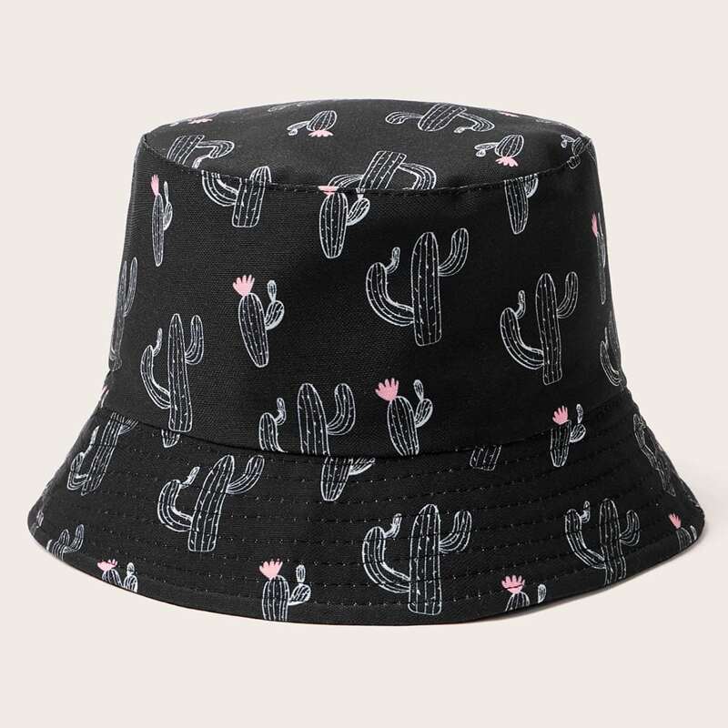 

Cactus Print Bucket Hat, Black