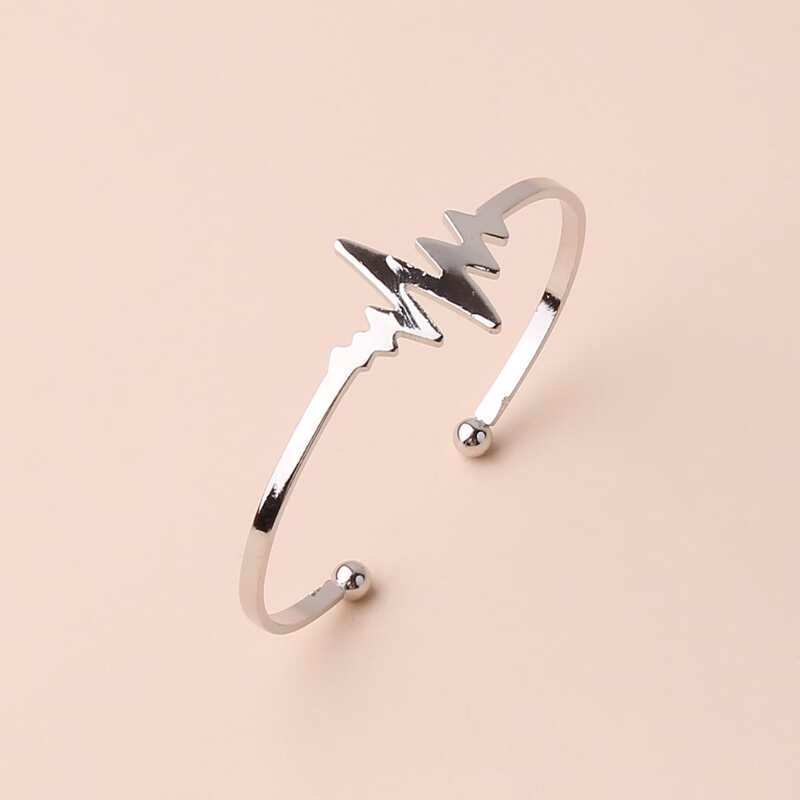 

Heartbeat Line Cuff Bracelet, Silver
