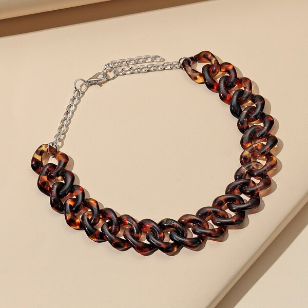 

1pc Chain Necklace, Coffee brown