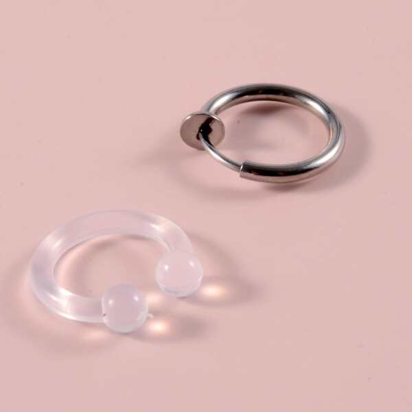 

2pcs Minimalist Nose Ring, Multicolor