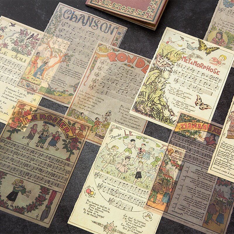 

10sheets Vintage Pattern Random Material Paper, Multicolor