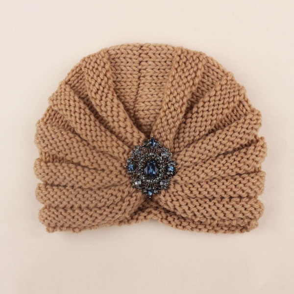 

Baby Rhinestone Decor Turban Hat, Mocha brown