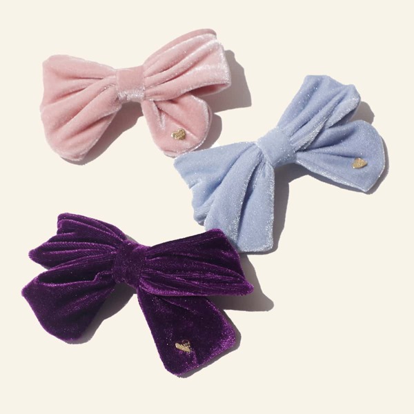 

3pcs Girls Bow Decor Hair Clip, Multicolor