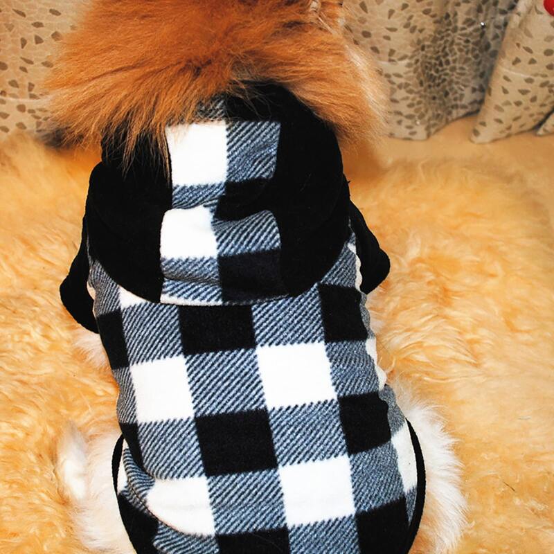 

Plaid Pet Hoodie, Black and white