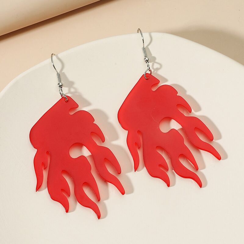 

Flame Charm Drop Earrings, Red