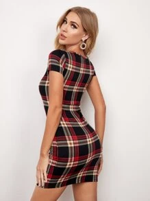 SHEIN Clasi Đầm Sọc ca rô Thanh lịch - Nhiều màu - Xem 2