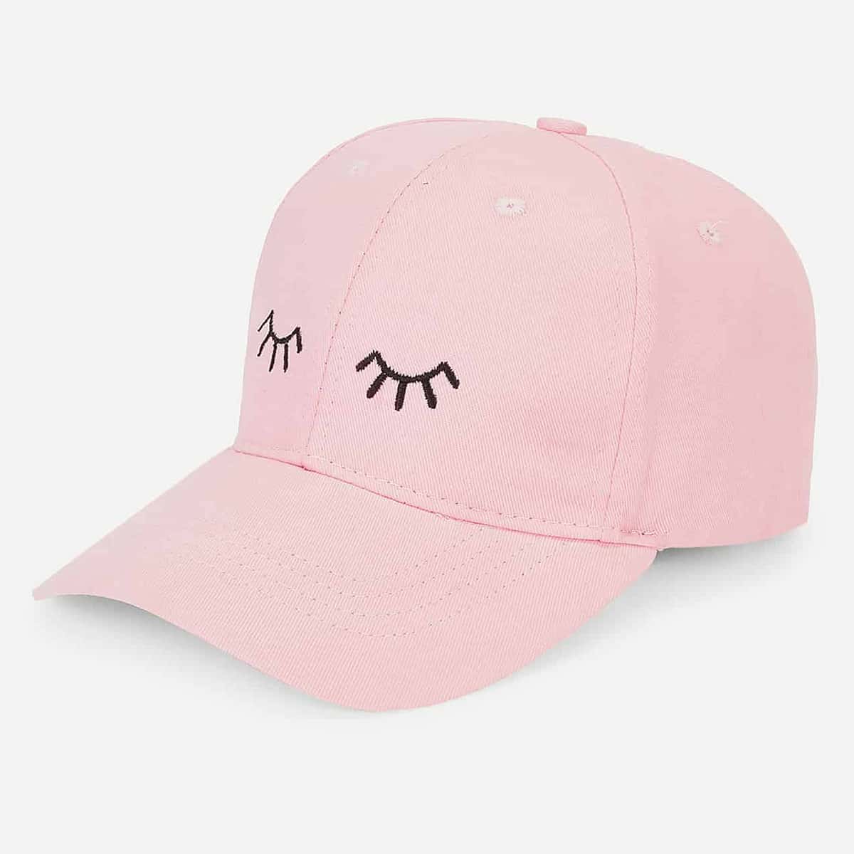 

Eyelash Embroidery Baseball Cap, Baby pink