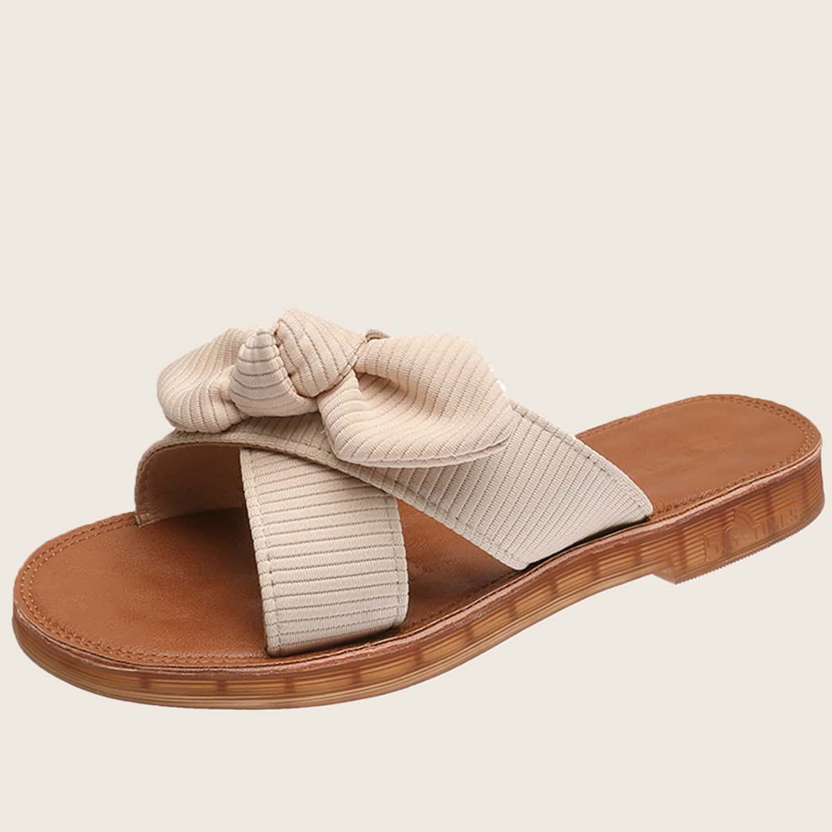 

Bow Decor Slippers, Beige