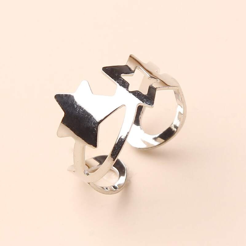 

1pc Star Cuff Ring, Silver