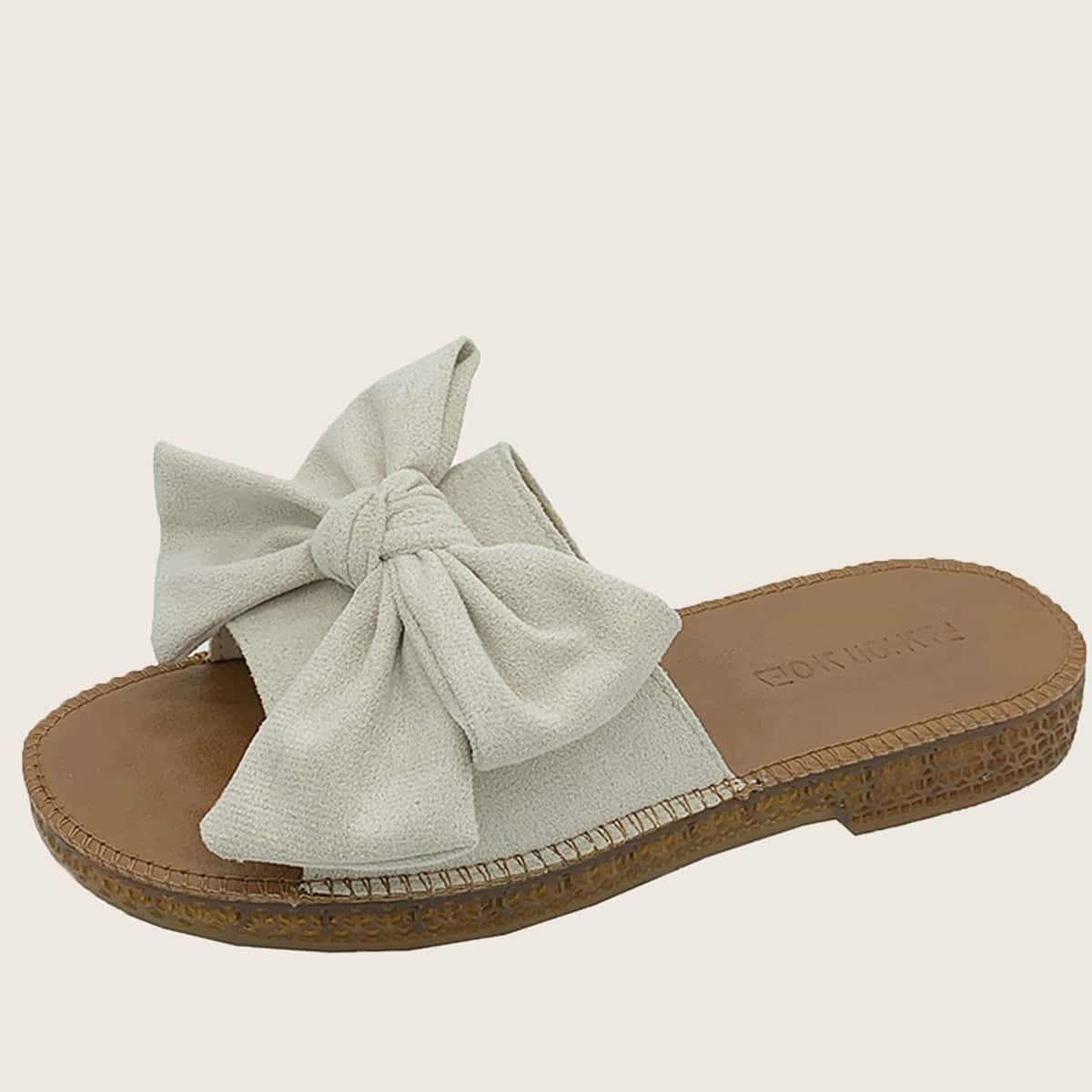 

Bow Decor Slippers, Beige