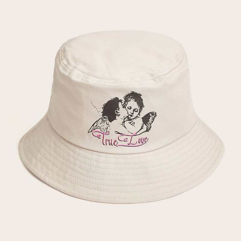 

Angel Graphic Bucket Hat, Beige