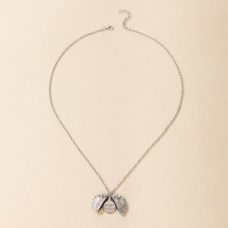 

1pc Sunflower Pendant Chain Necklace, Silver