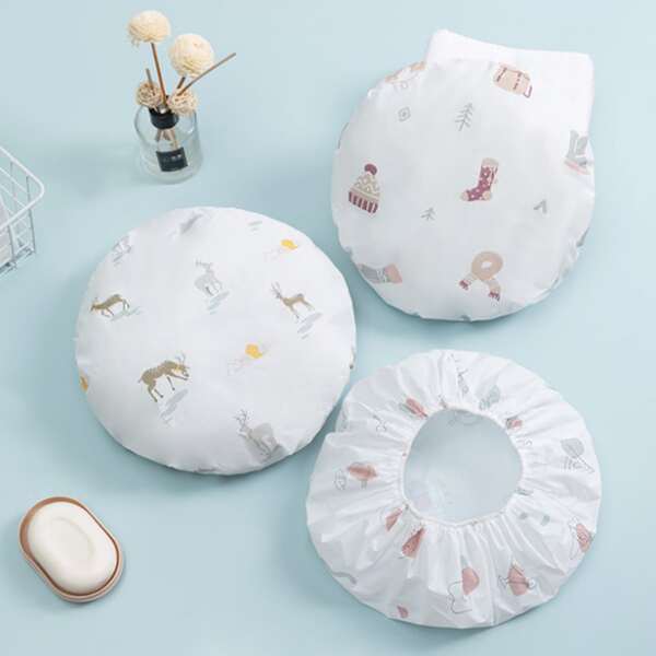 

2pcs Waterproof Random Shower Cap, Multicolor