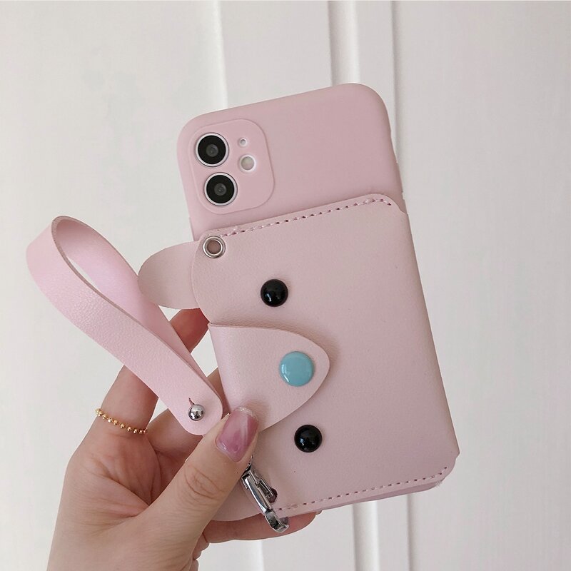 

Cartoon Design Wallet iPhone Case, Pink