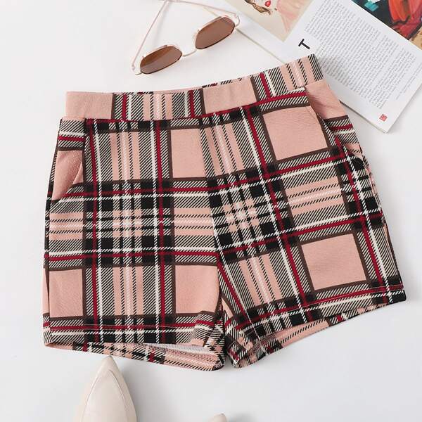 

Plaid Pocket Side Shorts, Multicolor