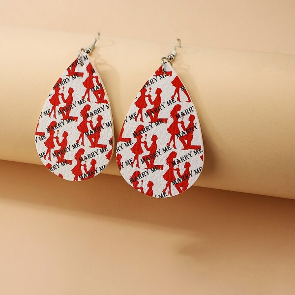 

Letter Graphic Water Drop Earrings, Multicolor