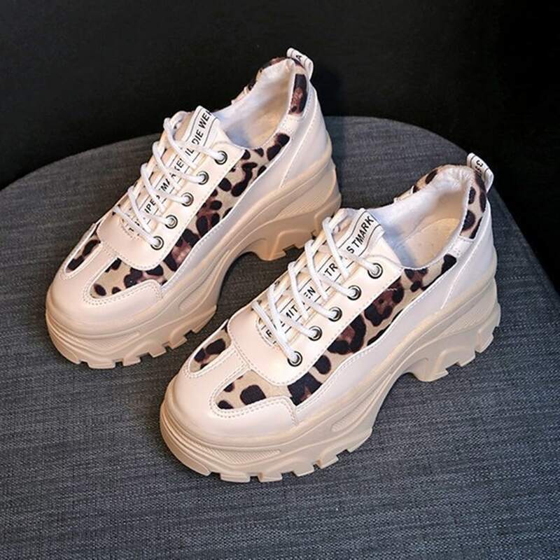 

Chunky Sole Leopard Sneakers, Khaki