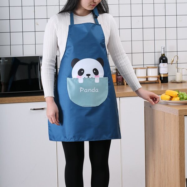 

Cartoon Panda Print Apron, Blue