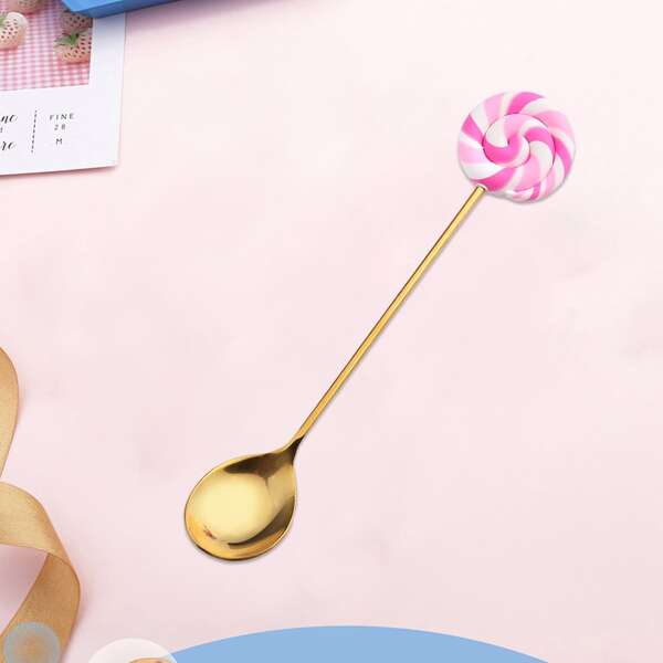 

1pc Lollipop Decor Spoon, Multicolor