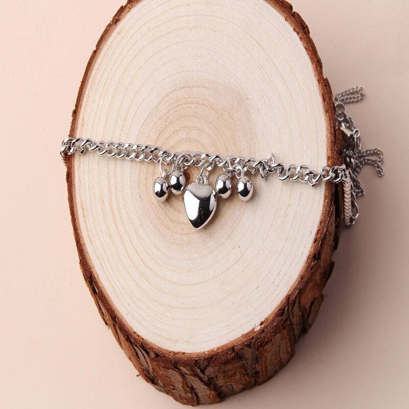 

1pc Heart Charm Chain Necklace, Silver
