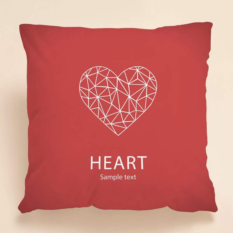 

Valentine's Day Heart Cushion Cover Without Filler, Red and white