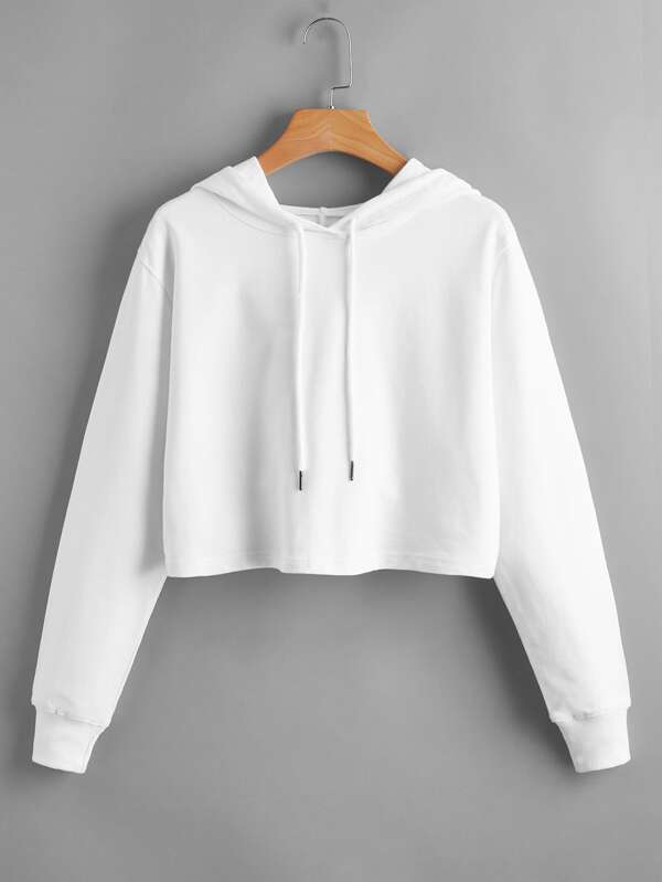 drawstring crop hoodie
