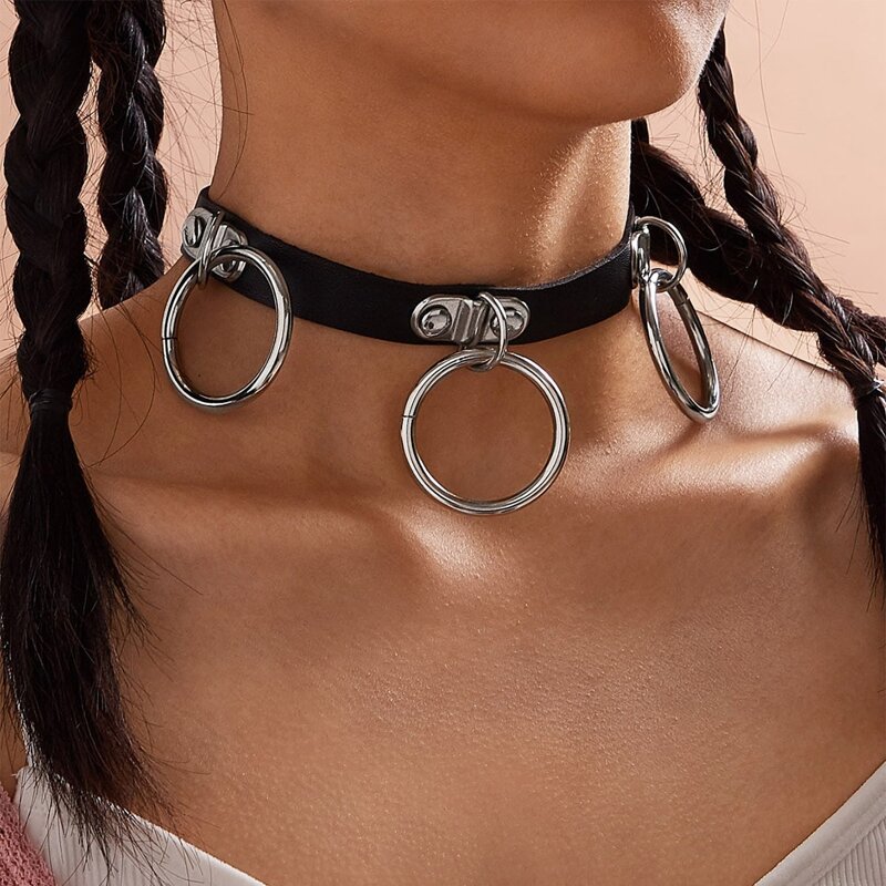 

1pc O Ring PU Choker, Black