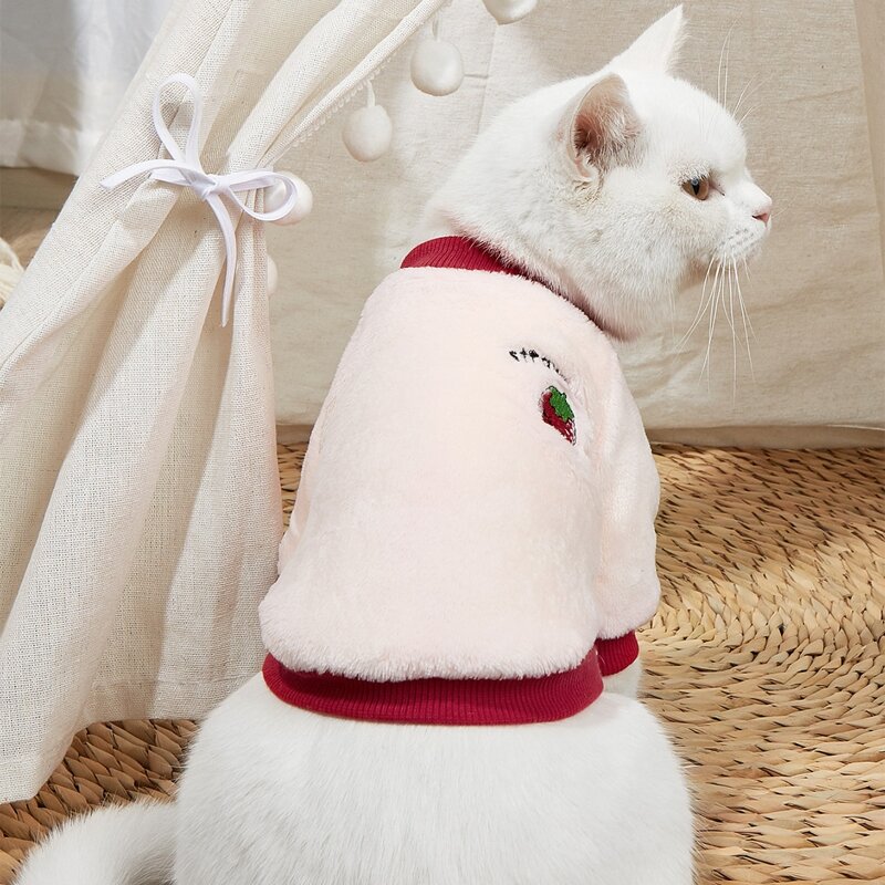 

Strawberry Embroidered Pet Sweatshirt, Baby pink