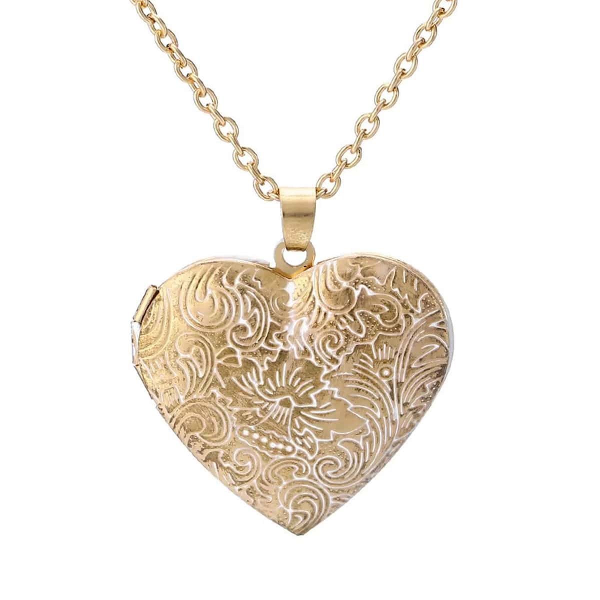 

1pc Heart Pendant Chain Necklace, Gold