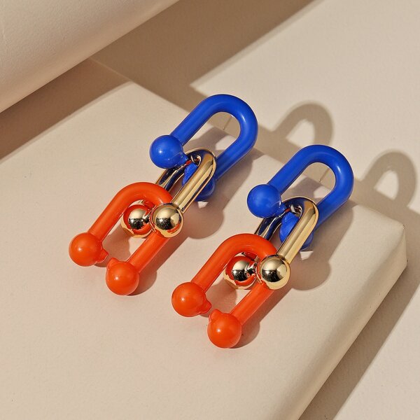 

Chain Design Drop Earrings, Multicolor
