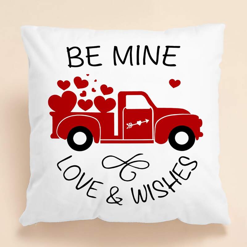 

Valentine's Day Car Graphic Cushion Cover Without Filler, White