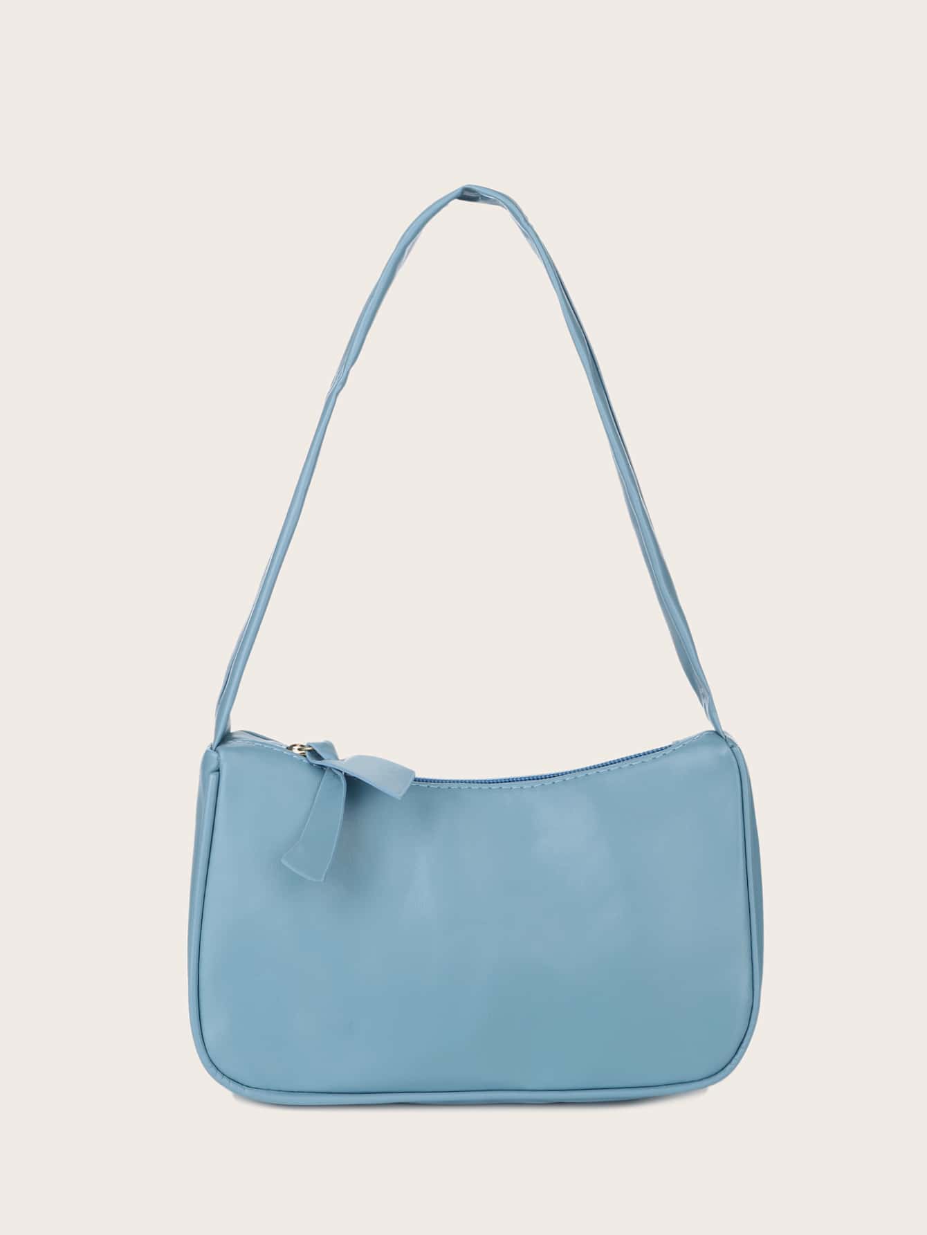 1pc Solid Color Pu Fabric Fashionable & Minimalist Bag For Daily Use - Blue - View 1